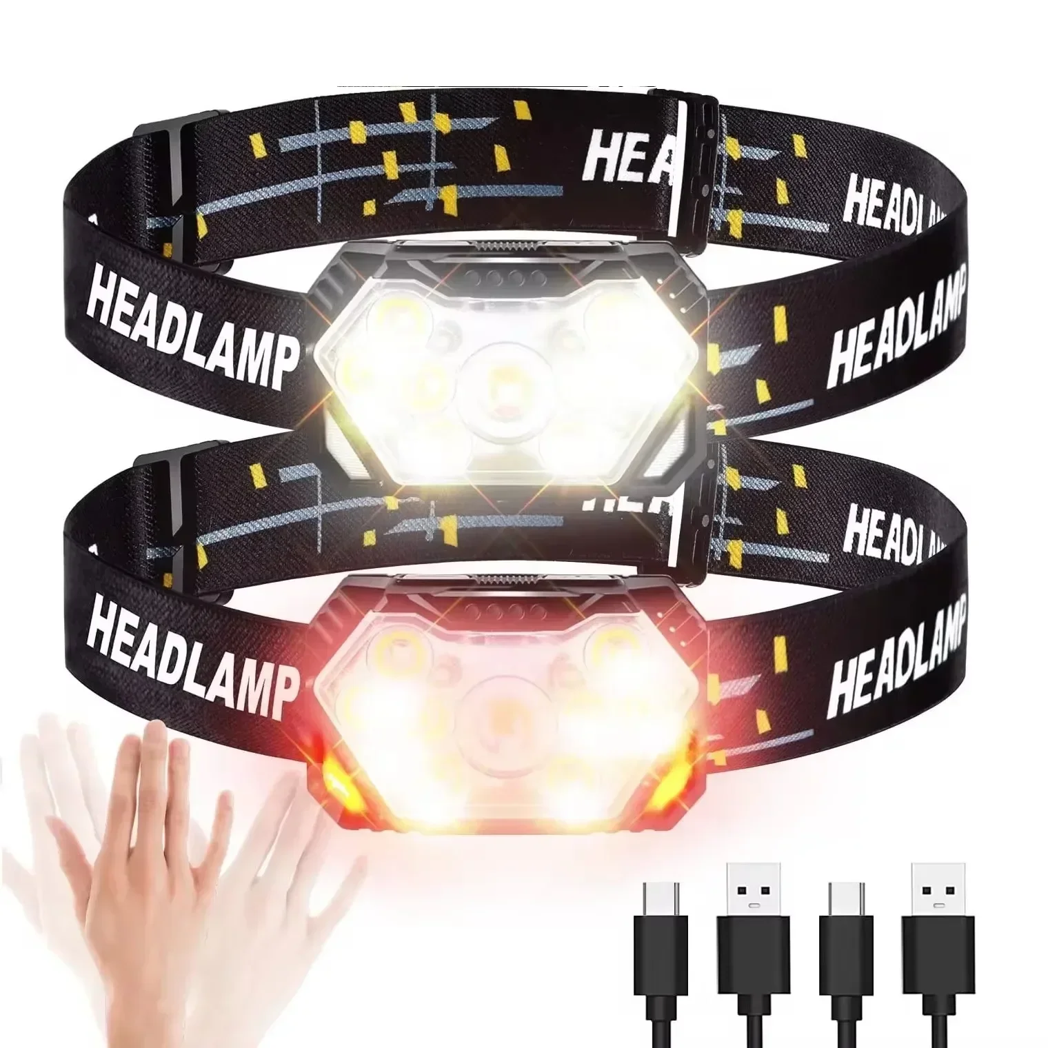 Fish Finder Battery - Powerful LED Sensor Headlamp USB Rechageable