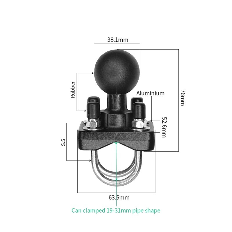 Fish Finder Mount - Aluminum Double U-Bolt Mount for Motorcycle