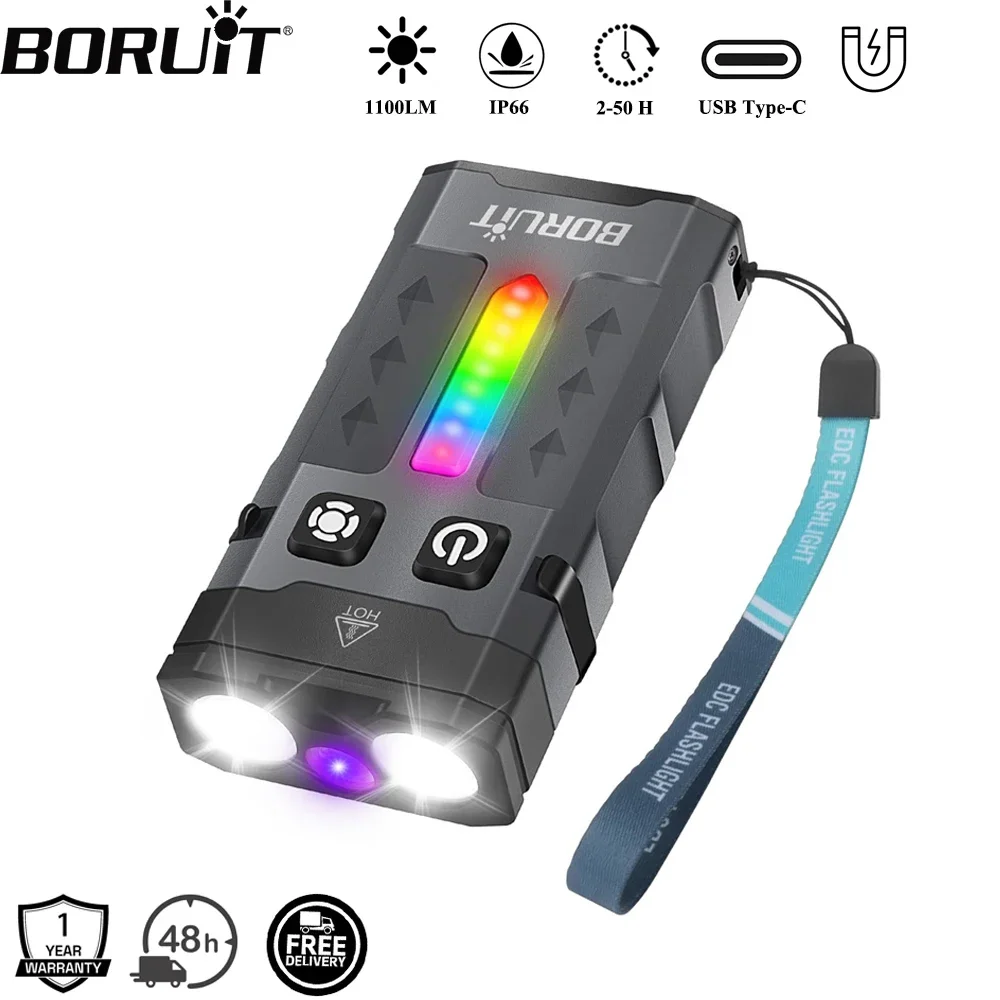 Fishing Light - BORUiT EV20 1100LM EDC UV Keychain