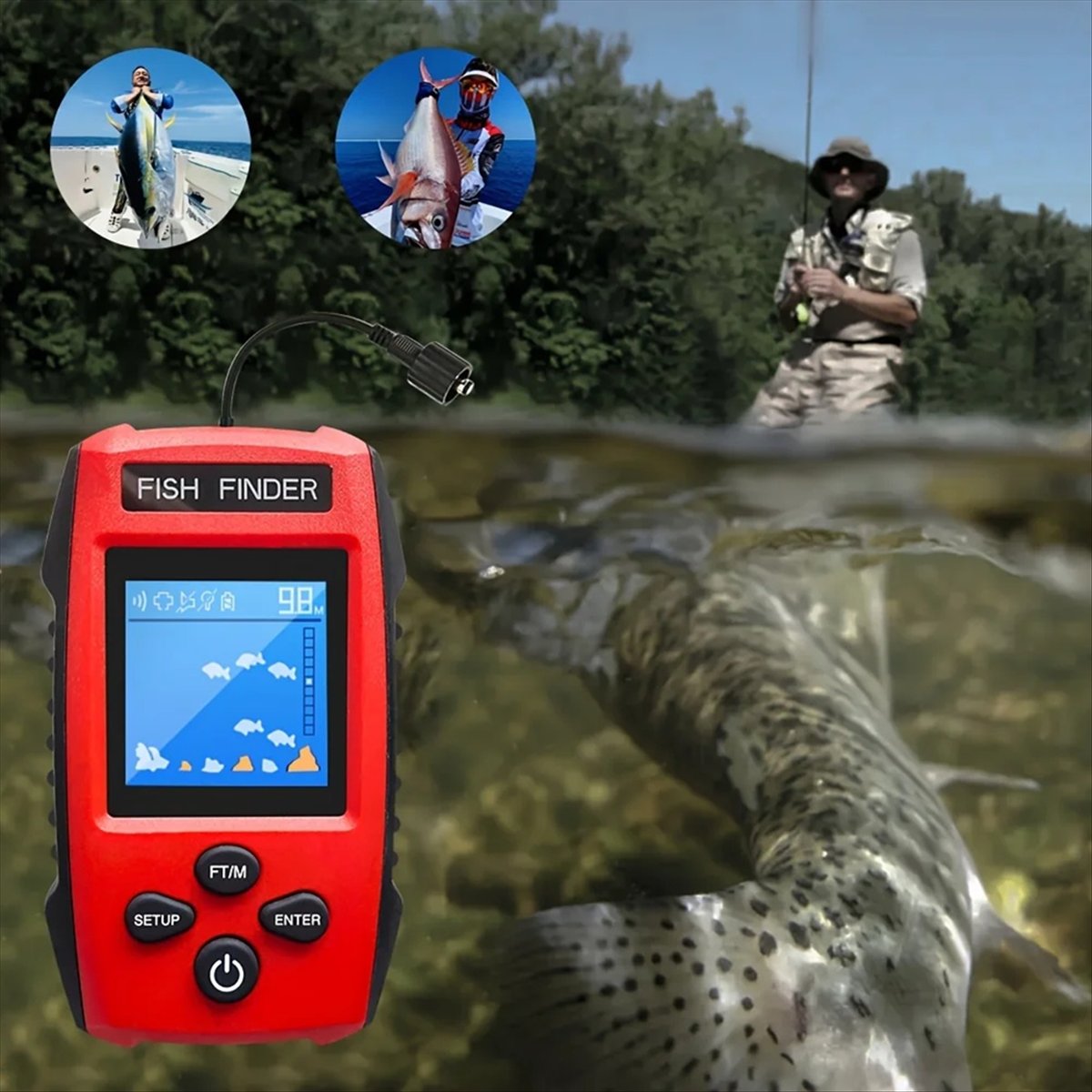 Fish Finder Transducer - Color LCD Fish Finder Wired Sonar