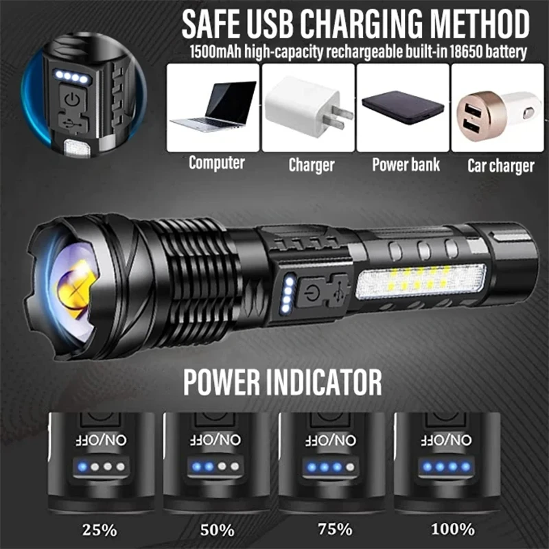 Powerful LED Flashlight Rechar - Fishing Light ulasan dan harga